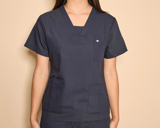 Womens Classic Scrub Top- Navy Blue