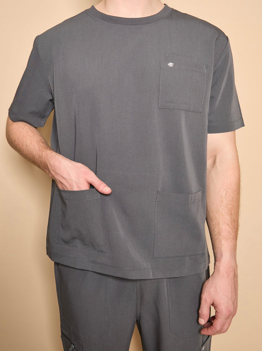 Mens Scrub Top- Pewter Grey