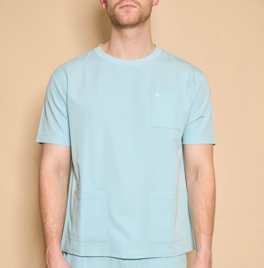 Mens Scrub Top- Sky Blue